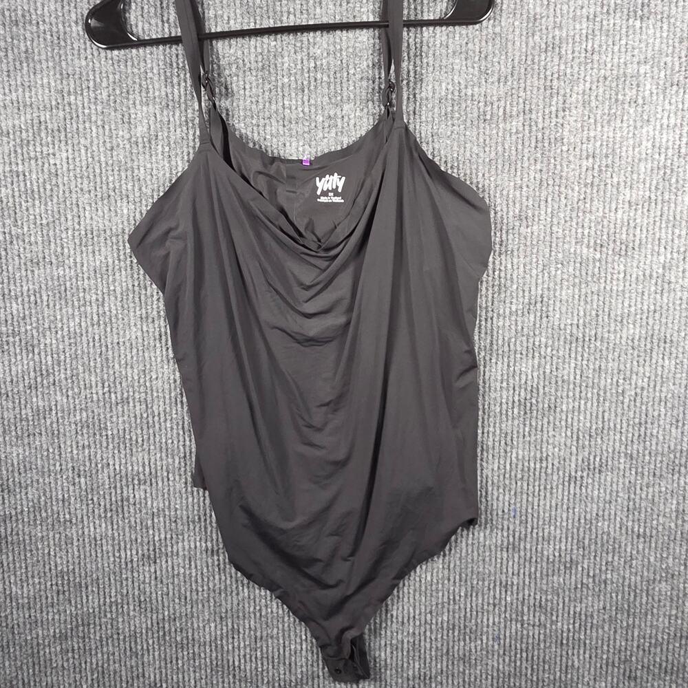 Yitty Black‎ Bodysuit 3X Cowl Neck Draped Plus Size Shapewear Top